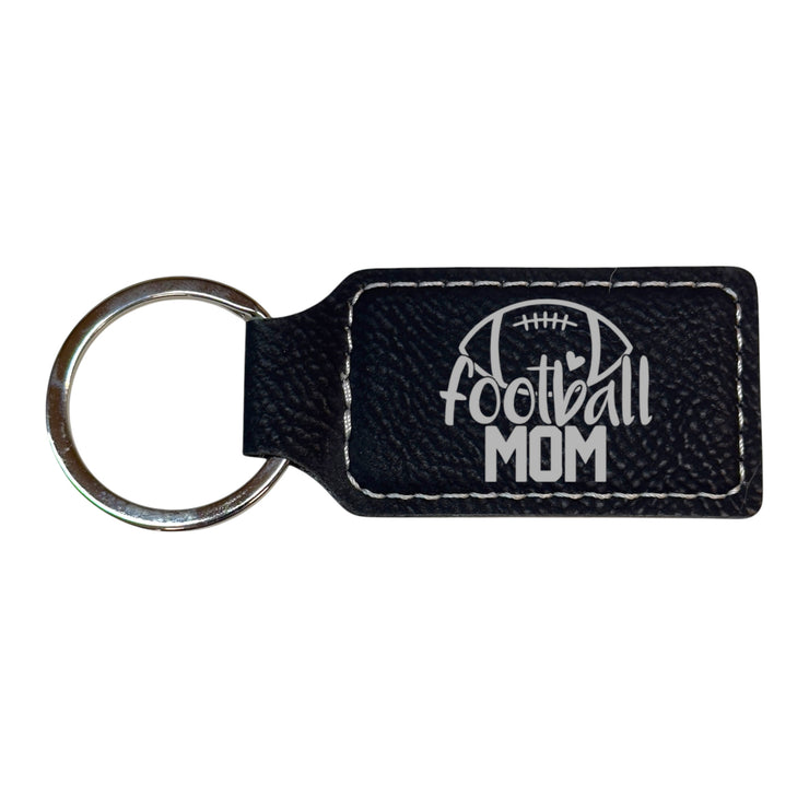 Keychain - Rectangle - Football Mom - Leather