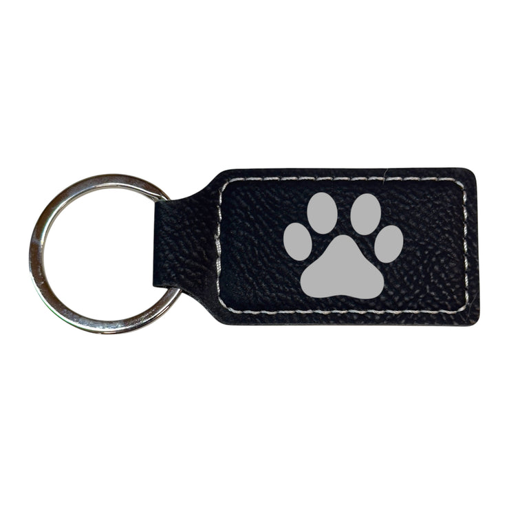Keychain - Rectangle - Dog Paw - Leather