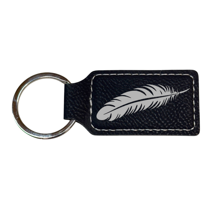 Keychain - Rectangle - Feather - Leather