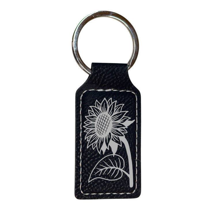 Keychain - Rectangle - Sunflower - Leather