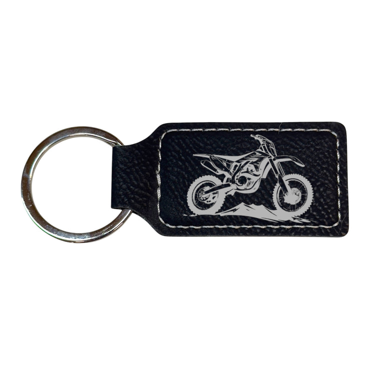 Keychain - Rectangle - Dirt Bike - Leather