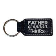 Keychain - Rectangle -  Father Grandpa Hero - Leather