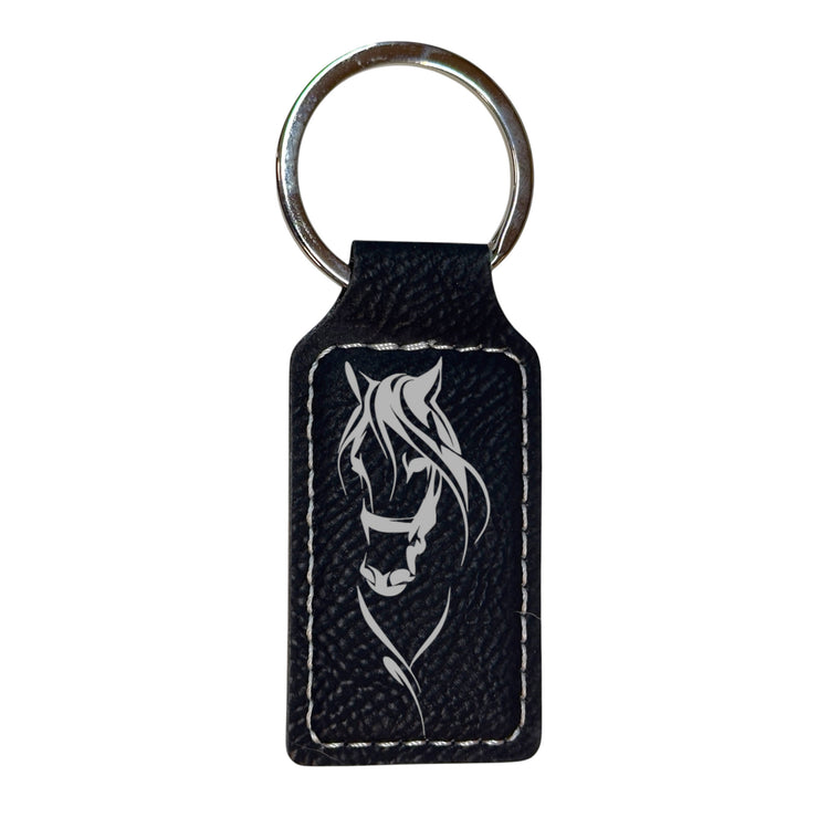 Keychain - Rectangle - My Horse - Leather