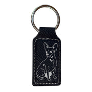 Keychain - Rectangle - Chihuahua Dog - Leather