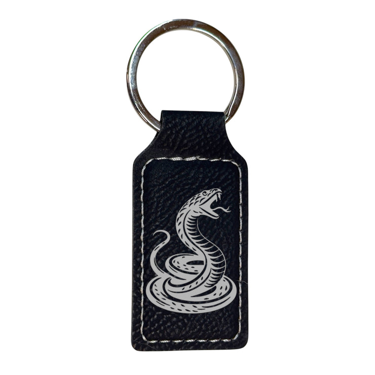 Keychain - Rectangle - Coiled Snake - Leather