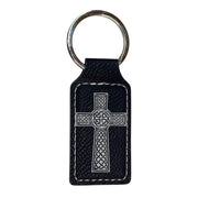 Keychain - Rectangle - Celtic Cross - Leather