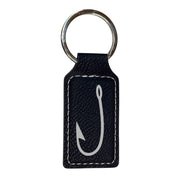 Keychain - Rectangle - Fish Hook - Leather