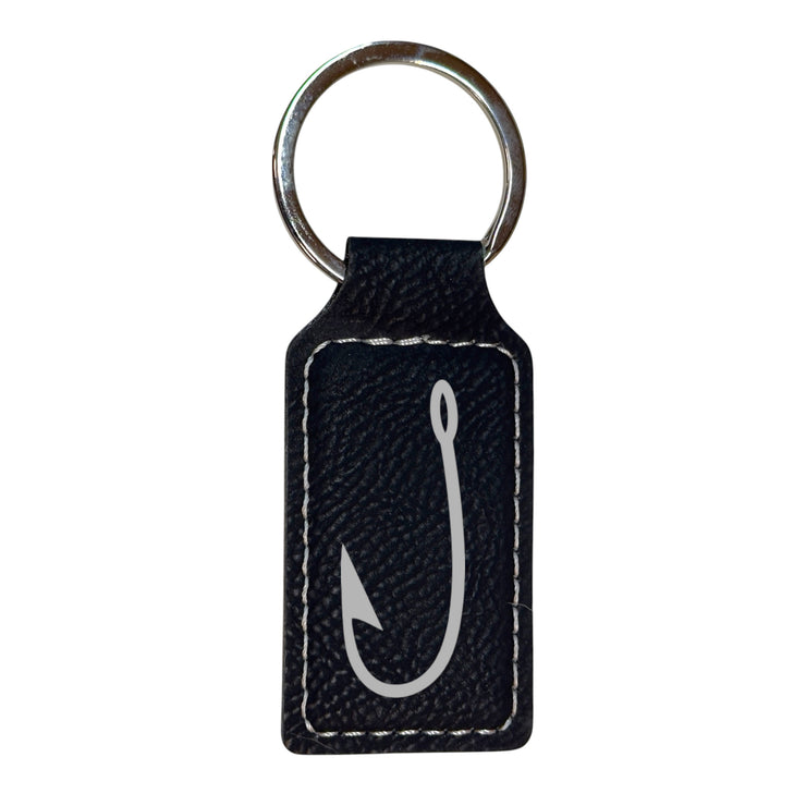 Keychain - Rectangle - Fish Hook - Leather