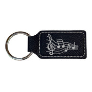 Keychain - Rectangle - Music Notes - Leather
