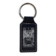 Keychain - Rectangle - The Lovers Tarot Card - Leather