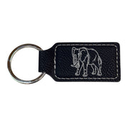 Keychain - Rectangle - Elephant - Leather