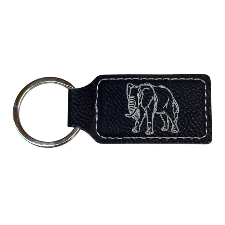 Keychain - Rectangle - Elephant - Leather