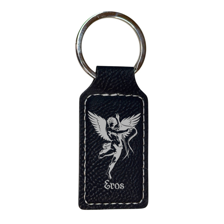 Keychain - Rectangle - Eros God of Love - Leather