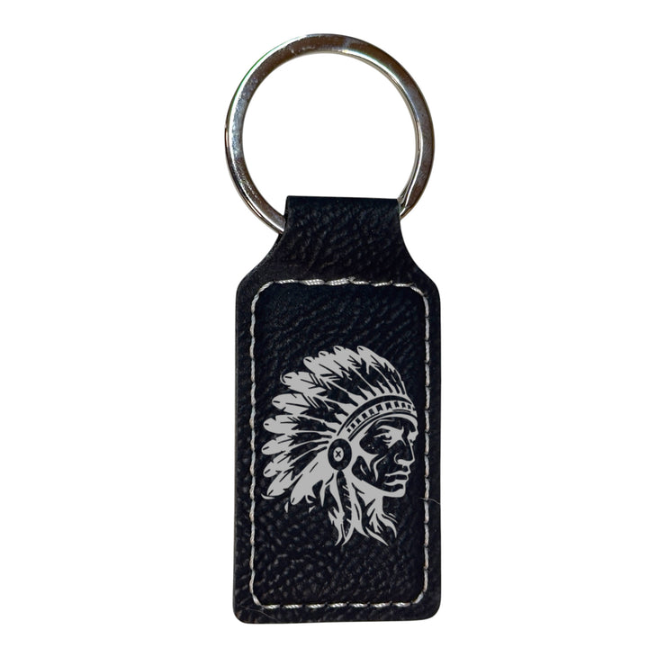 Keychain - Rectangle - Indian Chief - Leather