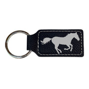 Keychain - Rectangle - Running Horse - Leather