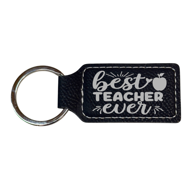 Keychain - Rectangle - Best Teacher Ever - Leather