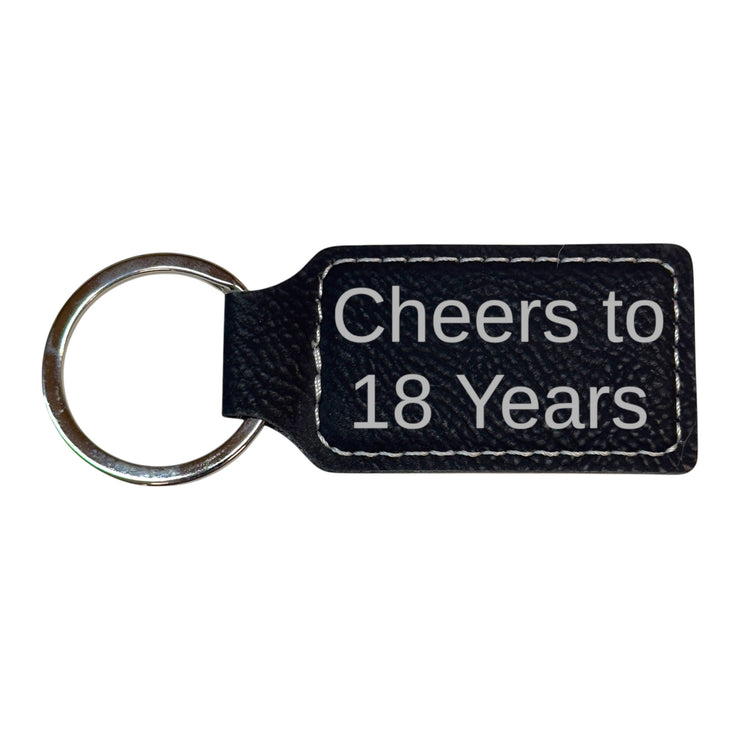 Keychain - Rectangle - Cheers to 18 Years - Leather