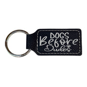 Keychain - Rectangle - Dogs before dudes - Leather