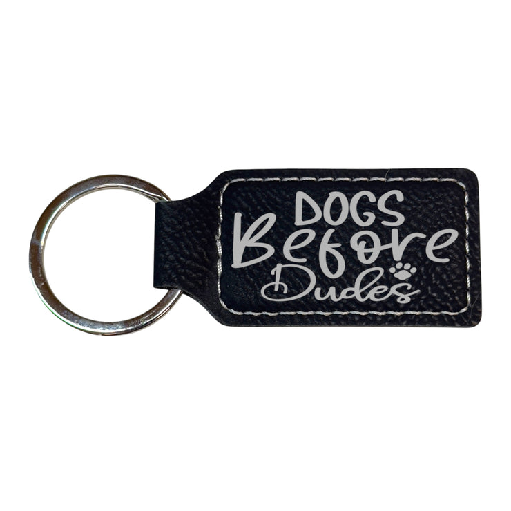 Keychain - Rectangle - Dogs before dudes - Leather