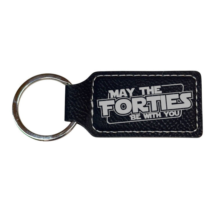 Keychain - Rectangle - May the Forties be with you - Leather