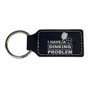 Keychain - Rectangle - I have a dinking problem - Leather - Pickleball