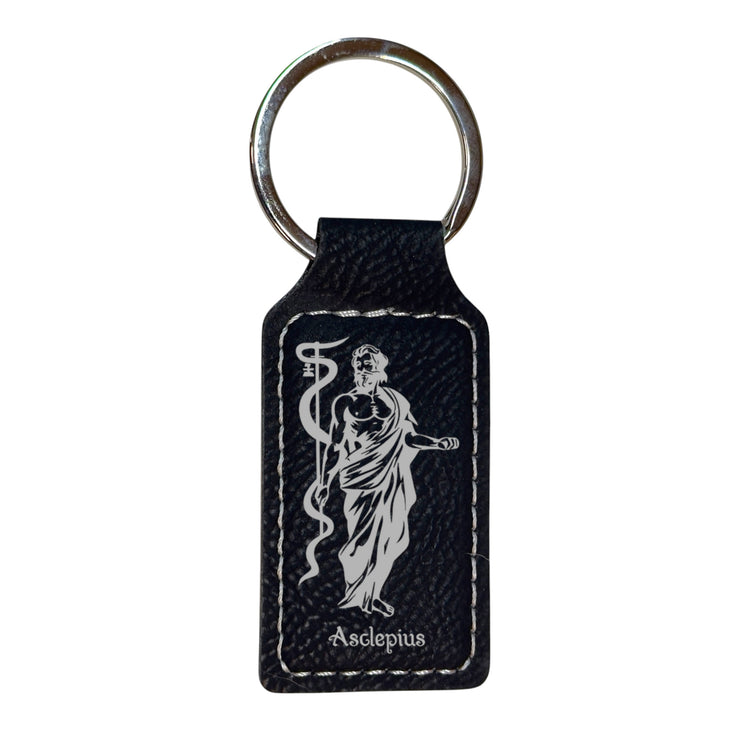 Keychain - Rectangle - Asclepius - Leather