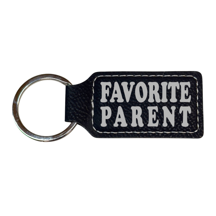 Keychain - Rectangle - Favorite Parent - Leather