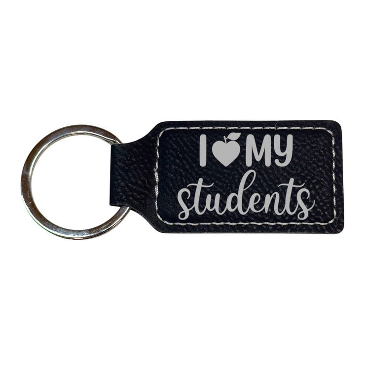Keychain - Rectangle - I love my students - Leather