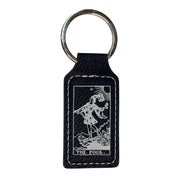 Keychain - Rectangle - The Fool Tarot Card - Leather