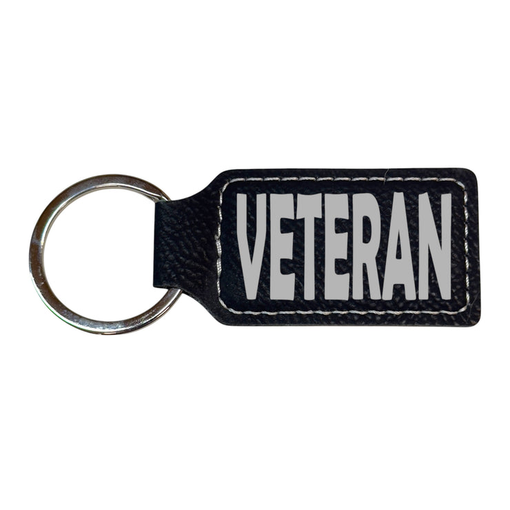 Keychain - Rectangle - Veteran - Leather