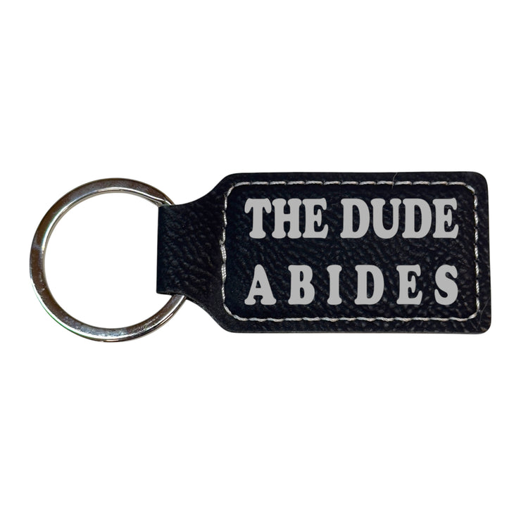 Keychain - Rectangle - The Dude Abides - Leather