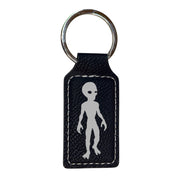 Keychain - Rectangle - Alien - Leather 3" x 1 3/4"