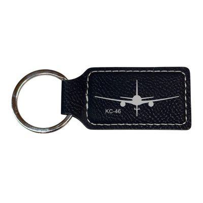 Keychain - Rectangle - KC-47 Plane - Leather 3" x 1 3/4"