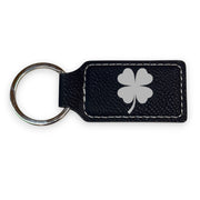 Keychain - Rectangle - 4 Leaf Clover - Leather - Irish
