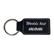 Keychain - Rectangle - Worlds best mom - Leather