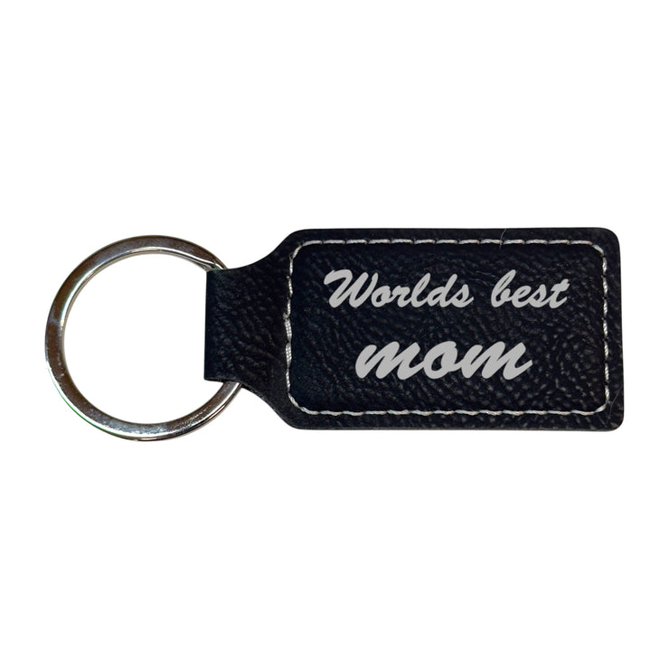Keychain - Rectangle - Worlds best mom - Leather