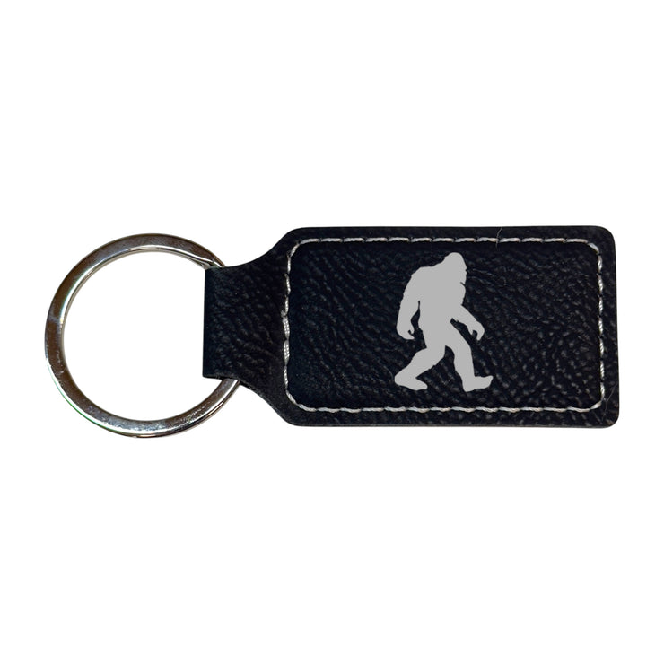 Keychain - Rectangle - Bigfoot Sasquatch - Leather