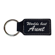 Keychain - Rectangle - Worlds best Aunt - Leather