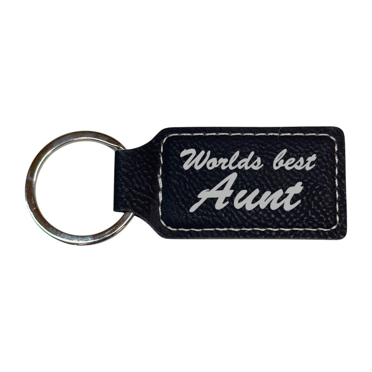 Keychain - Rectangle - Worlds best Aunt - Leather