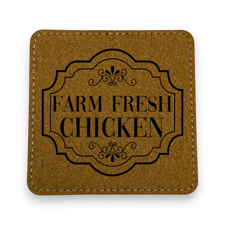 Coaster - Farm Fresh Chicken - SET OF 2 - Leather or Stitched Cork
