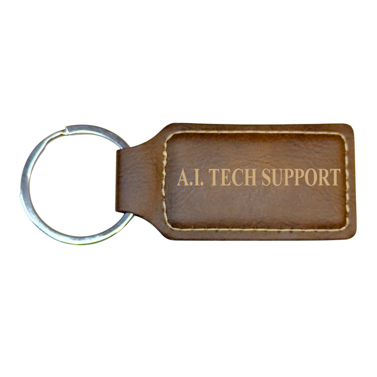 Keychain - Rectangle - A.I. Tech Support - Leather
