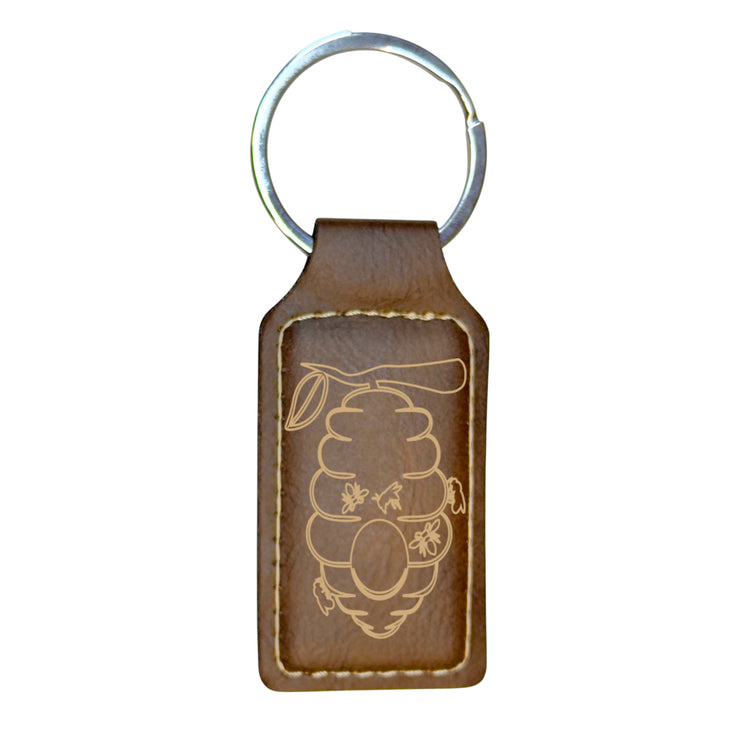 Keychain - Rectangle - Beehive - Leather