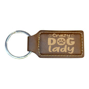 Keychain - Rectangle - Crazy Dog Lady - Leather