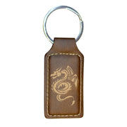 Keychain - Rectangle - Flying Dragon - Leather