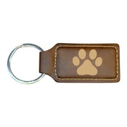 Keychain - Rectangle - Dog Paw - Leather