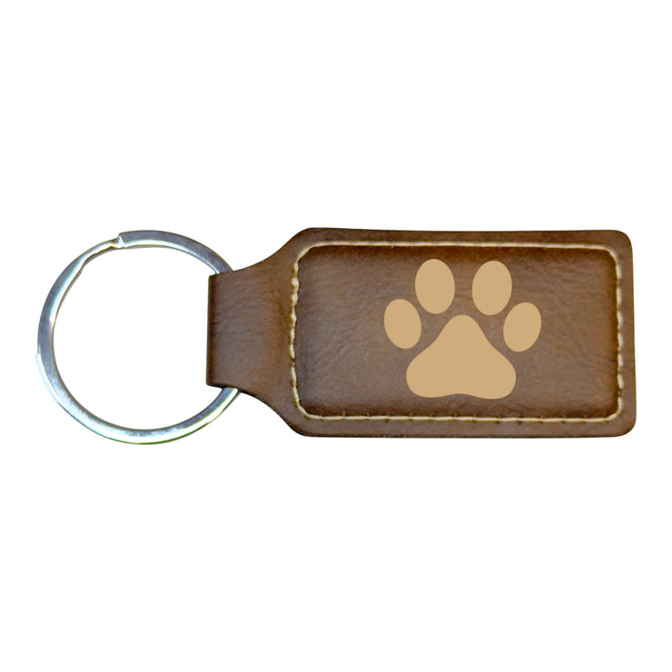 Keychain - Rectangle - Dog Paw - Leather
