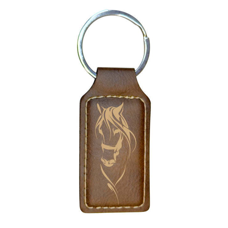 Keychain - Rectangle - My Horse - Leather