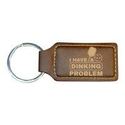 Keychain - Rectangle - I have a dinking problem - Leather - Pickleball