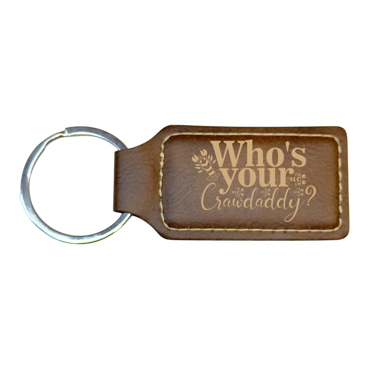 Keychain - Rectangle - Whos your Crawdaddy - Leather