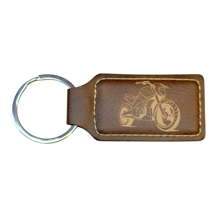 Keychain - Rectangle - Street Bike - Leather
